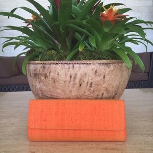 Vintage!!! Orange Raw Silk Evening Clutch